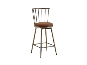 Tabouret de bar 39x39x96cm -idéal pour les îlots de cuisine, les bars et les restaurants- dossier à barreaux et assise rembourrée -métal- marron