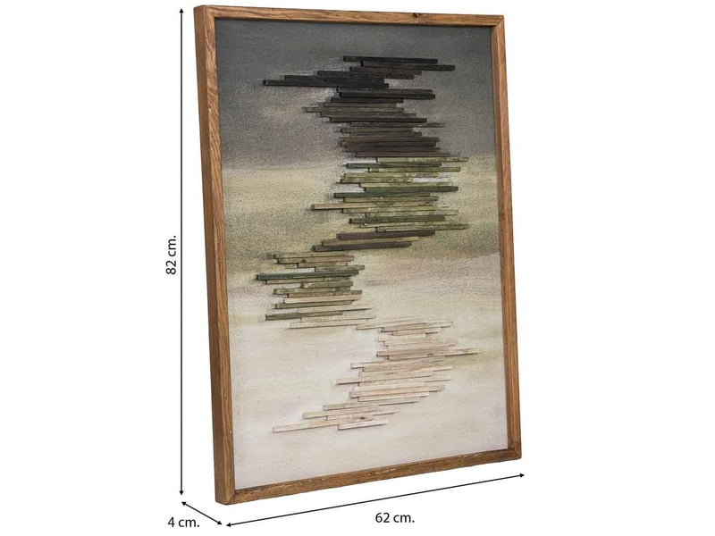  Tableau en bois fait main recyclé avec relief beige et noir 62x4x82 cm h  - Conforama C