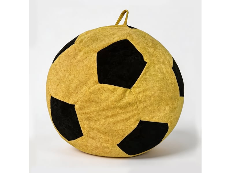  Fauteuil pouf ballon de football avec garnissage à mémoire de forme pour détente, en flanelle jaune et noir  - Conforama A
