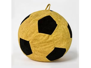 Fauteuil pouf ballon de football avec garnissage à mémoire de forme pour détente, en flanelle jaune et noir