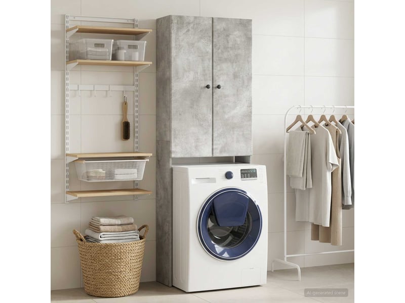 Armoire de toilette, meuble de toilette breda gris béton 66x25.5x190 cm - Conforama B