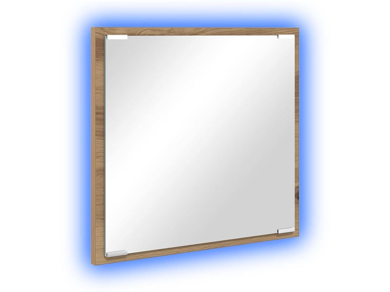 Miroir de salle de bain, miroir de toilette led chêne artisanal 40 x 37 x 8.5 cm cf62560 - Conforama A