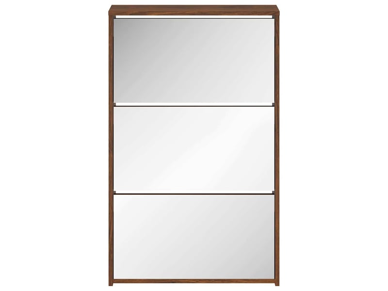  Meuble à chaussure, armoire à chaussures miroir 3niveaux chêne marron 63x17x102,5cm  - Conforama D
