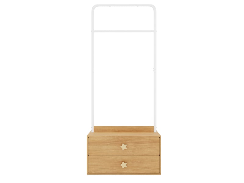  Portant à vêtements enfant,70x55x168 cm,avec 2 tiroirs,mdf,blanc et effet bois  - Conforama E