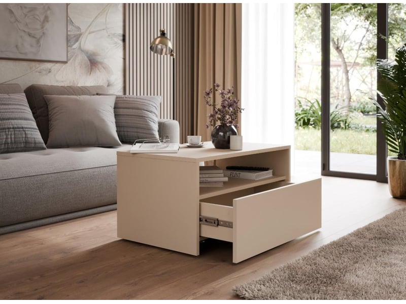  Table basse lino 80 x 50 cm - roulettes et tiroir, cachemire LINO/LAW/80x50/K - Conforama D