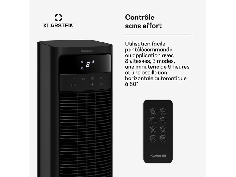  Klarstein mistral rafraîchiseur d'air connecté à eau 365 m³h 35 m² 3 modes 36 w noir  - Conforama D