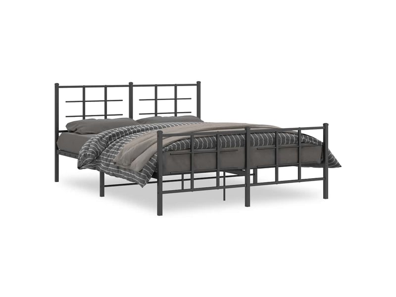  Lit double- lit adulte -  cadre de lit métal sans matelas avec pied de lit noir 150x200cm  - Conforama A