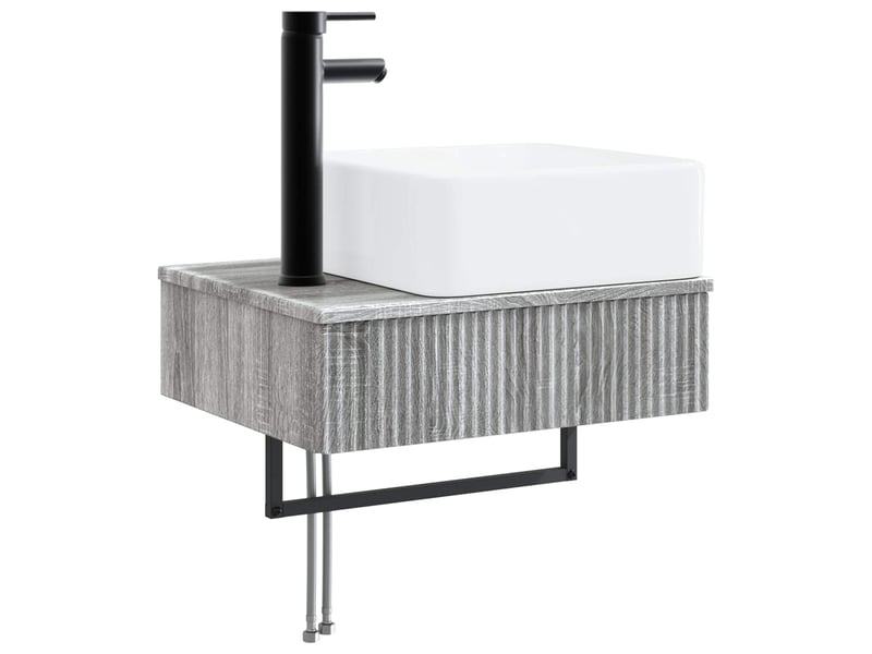  Ensemble de mobilier de salle de bain 3 pc sonoma gris cf64423  - Conforama D