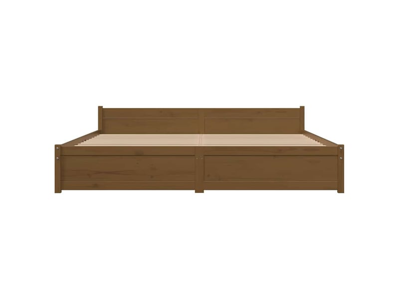  Lit double- lit adulte -  cadre de lit sans matelas marron miel bois massif 200x200 cm  - Conforama C