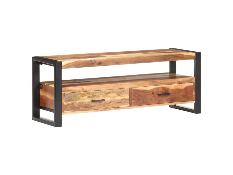  Meuble tv - banc tv - meuble de rangement 120x35x45 cm bois massif avec finition miel  - Conforama B