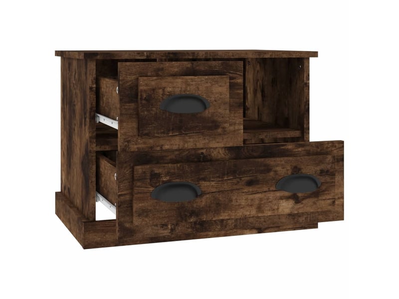  Table de chevet - cabinet de chevet - table de nuit chêne fumé 60x39x45 cm  - Conforama E