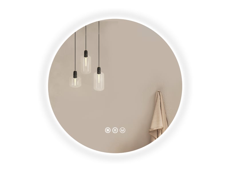  Emke miroir de salle de bain led rond diamètre 60 cm, anti-buée, rétro-éclairage sans cadre, interrupteur tactile, 3 couleurs de lumière  - Conforama A