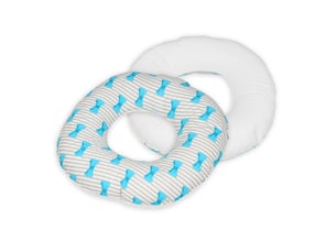 Coussin rond post natal noeuds papillons – blanc