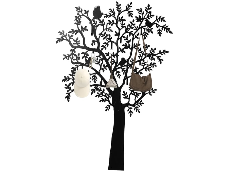 Porte-manteau mural, patère murale, motif arbre avec oiseaux, noir 837-585V00BK - Conforama A