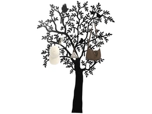 Porte-manteau mural, patère murale, motif arbre avec oiseaux, noir