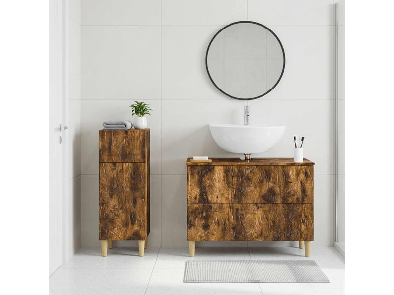 Ensemble de 2 meubles de salle de bain delft chêne fumé cf63115 - Conforama B