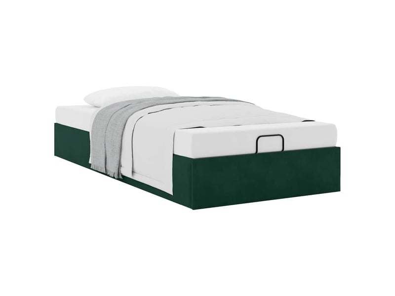 Lit simple- lit adulte - cadre de lit ottoman sans matelas vert foncé 80x200 cm velours - Conforama D