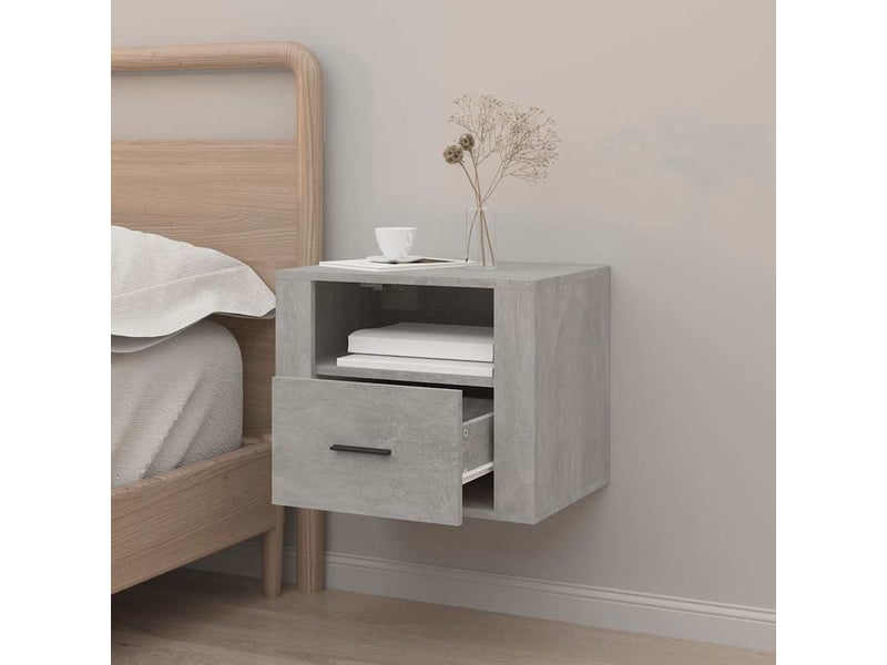  Table de chevet - cabinet de chevet - table de nuit murale gris béton 50x36x40 cm  - Conforama B