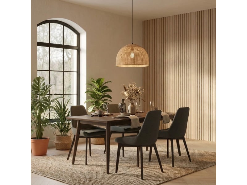  Lot de 4 chaises de salle à manger rembourrées en tissu erythea - gris foncé  - Conforama B