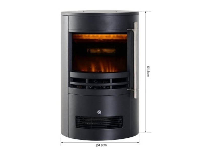  Poêle électrique led 41x41x64,5 cm effet de flammes métal noir  - Conforama D