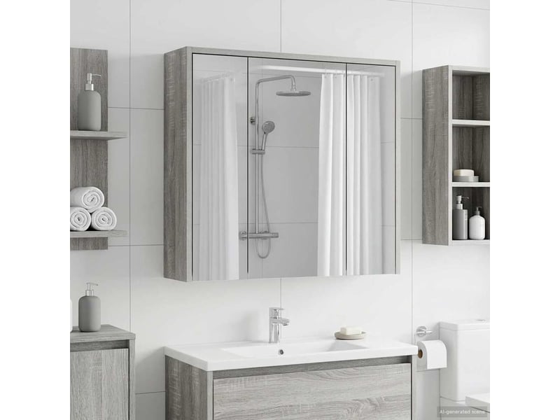  Armoire miroir de salle de bain, cabinet de salle de bain gris sonoma 63,5 x 16 x 62,5 cm cf65171  - Conforama D