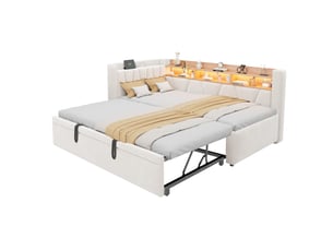 Lit extensible 90x200 cm   IKSETERA TRADING LTD coloris beige