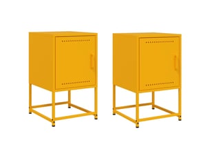 Lot de 2 table de chevet, table de nuit jaune moutarde 36x39x60,5 cm acier shl3302