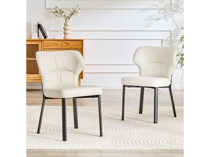  Lot de chaises 2 chaises revêtement en cuir pu siège rembourré cadre métallique finition noire style moderne  - Conforama B