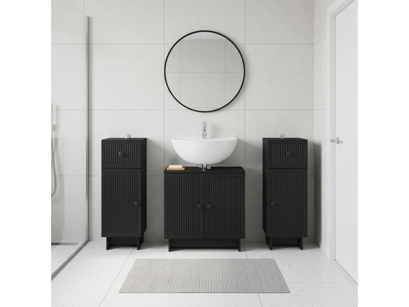  Ensemble de meuble de salle de bain 3 pièces ede noir cf63424  - Conforama B