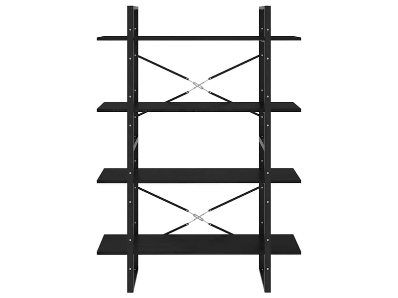  Bibliothèque à 4 niveaux, armoire à livres noir 100x30x140 cm bois de pin massif  - Conforama E
