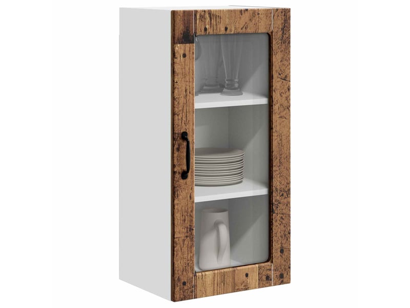 Meuble mural de cuisine, cabinet en verre mural bois ancien 40x31x80cm shl7702 - Conforama C