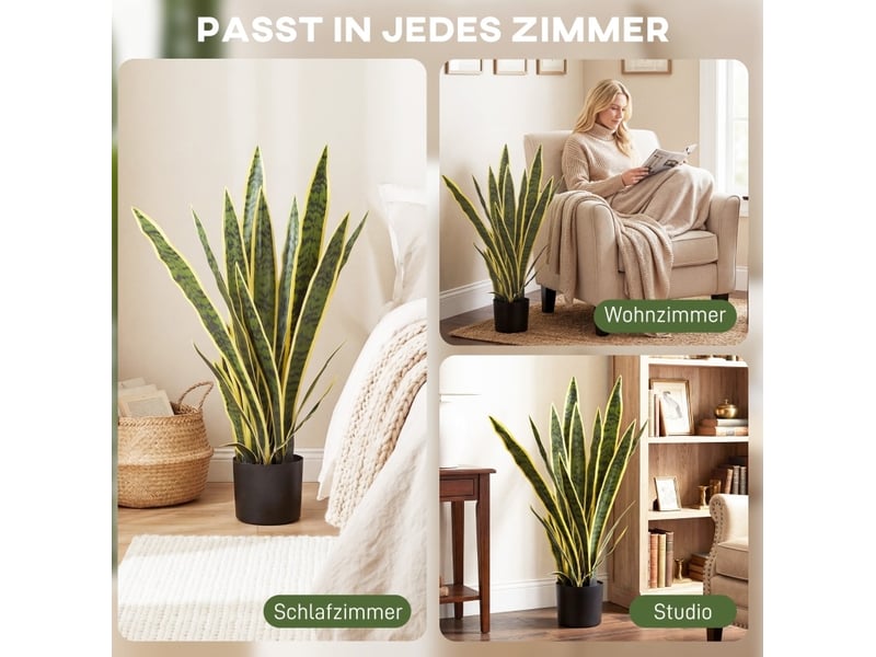  Plante artificielle sansevieria 15x15x77 cm feuilles flexibles verte  - Conforama D