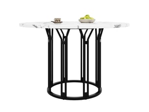 Table de salle à manger ronde,100x100x74 cm,mdf,noir effet marbre