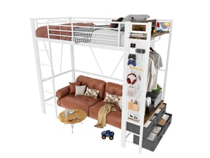 Lit mezzanine 90x200 cm ULQENI   coloris blanc