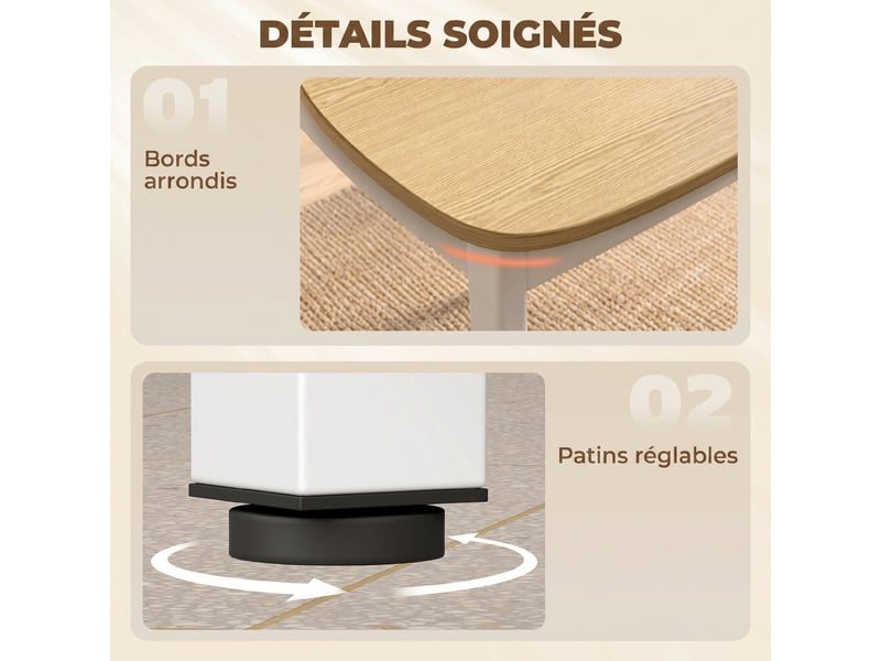  Ensemble table salle à manger avec 4 chaises, bois naturel et blanc, table de cuisine avec chaises pour 4 personnes  - Conforama W