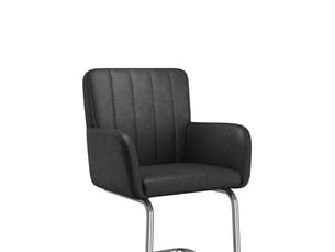 Lot de 4 chaises de salle à manger avec accoudoirs dossier ergonomique et pieds en métal polyuréthane noir