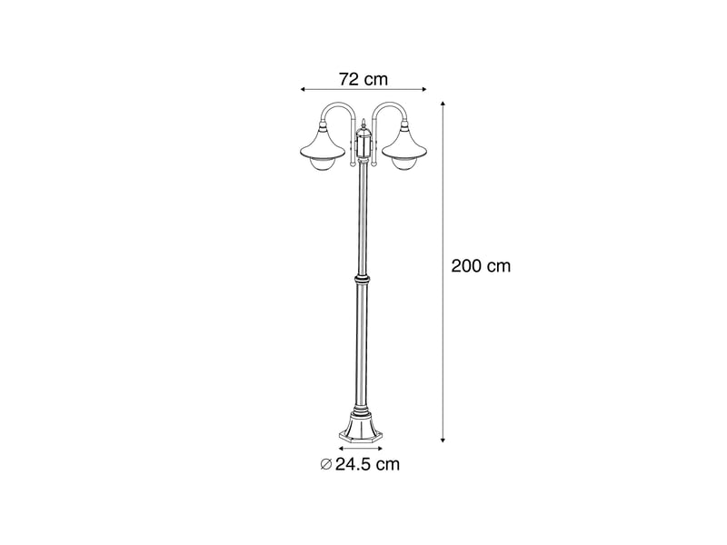 Lanterne d'extérieur classique noire 200cm ip44 - daphne  - Conforama C