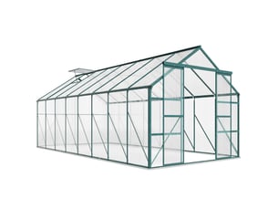 Serre de jardin en polycarbonate, métal et aluminium, anti-uv et coupe-vent, 244 x 500 x 216 cm, verte