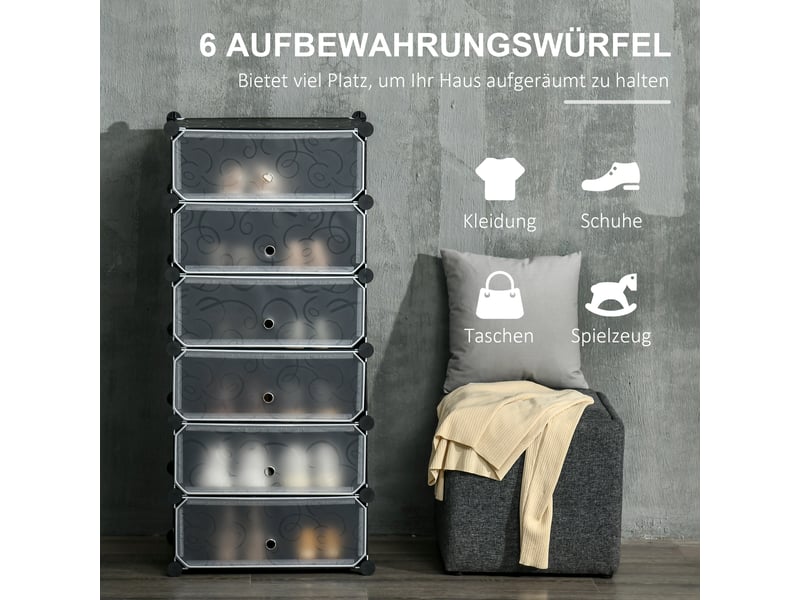  Meuble à chaussures modulable pour 6 paires 49 cm x 36,5 cm x 108 cm noir  - Conforama E