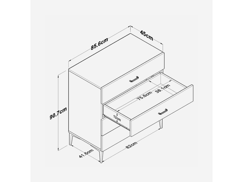  Commode 4 tiroirs en mélaminé pour chambre solaria - blanc  - Conforama D