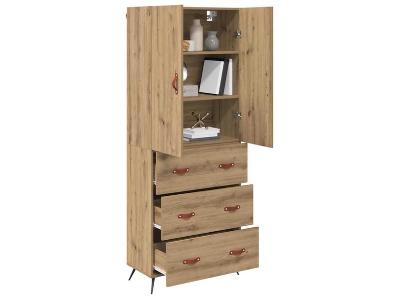 Buffet - haut armoire chêne artisanal 69,5 x 34 x 180 cm - Conforama C