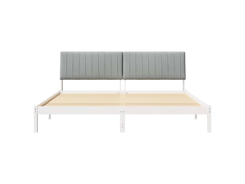  Lit double- lit adulte -  cadre de lit avec tête de lit blanc 200 x 200 cm pin massif  - Conforama D