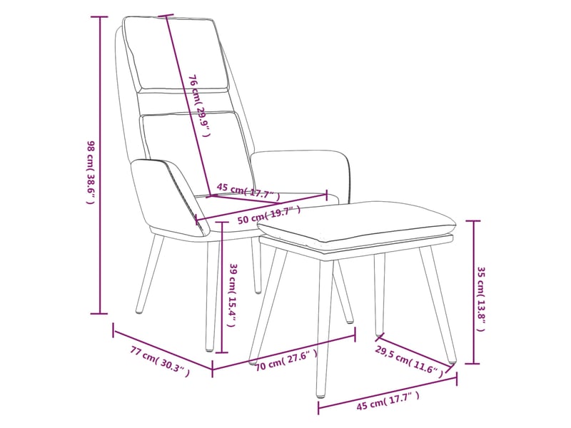  Vidaxl chaise de relaxation avec tabouret marron tissu  - Conforama C