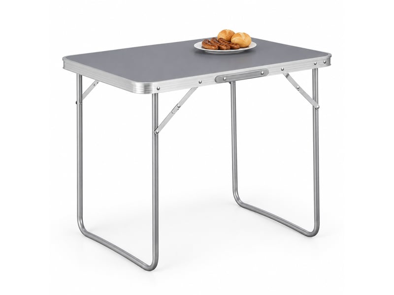 Table de camping pliante ulevr 70 x 50 x 60 cm, pieds rabattables et poignée de transport, plateau mdf gris - Conforama A
