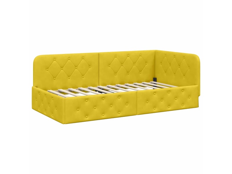 Lit simple- lit adulte - cadre de lit d'angle jaune 100 x 200 cm velours - Conforama A