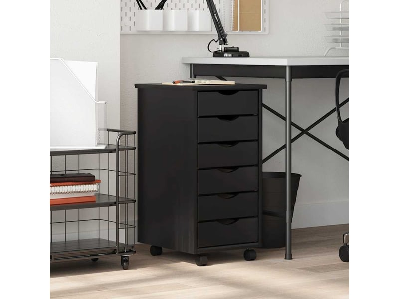  Armoire de rangement roulante avec tiroirs moss noir bois de pin solide  - Conforama B