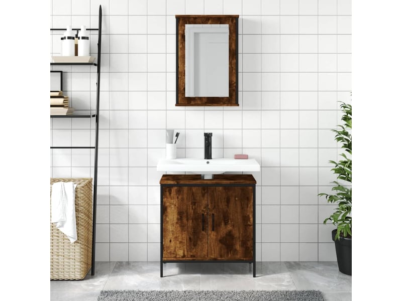 Ensemble de meubles de salle de bain 2 pcs chêne fumé cf63579 - Conforama C
