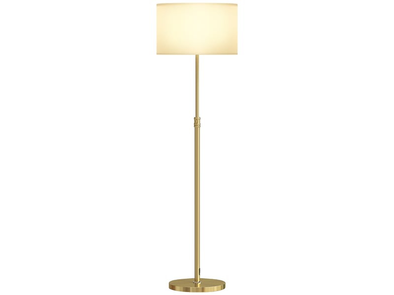  Lampadaire avec télécommande, hauteur réglable, abat-jour en tissu, pied en métal, luminosité réglable, interrupteur au pied, couleur or  - Conforama B