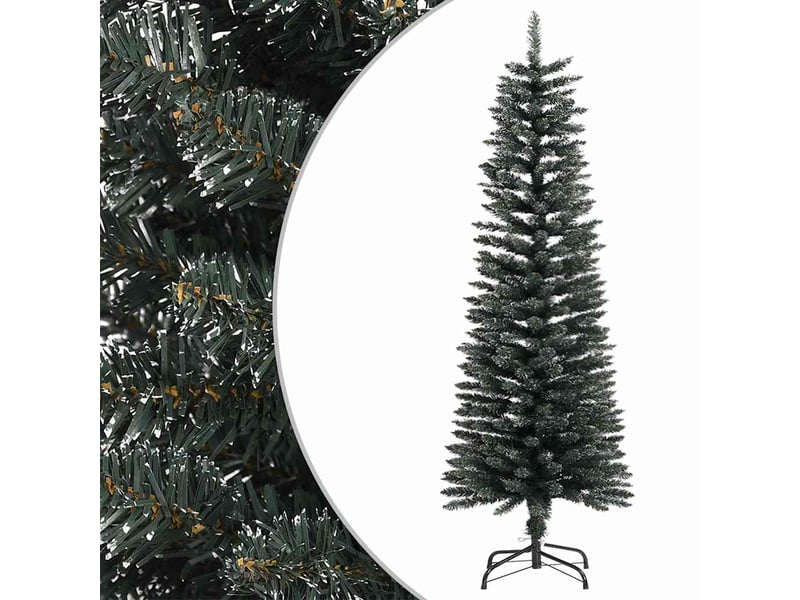  Sapin de noël artificiel, arbre de noël mince avec support vert 120 cm pvc shl9252  - Conforama B
