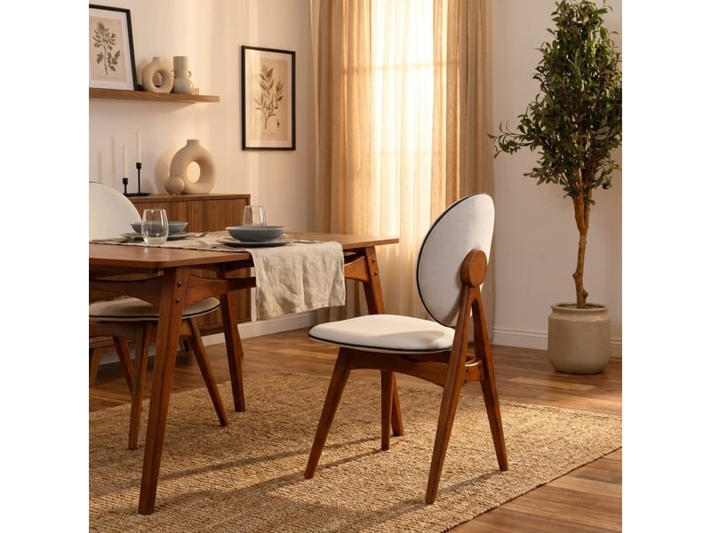 Lot de 2 chaises de salle à manger rembourrées en lin et bois touch - Conforama B